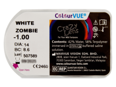 ColourVUE Crazy Lens - White Zombie - с диоптър (2 лещи)