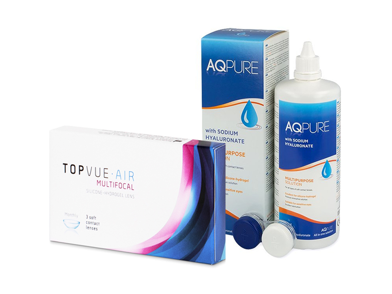 TopVue Air Multifocal (3 лещи) + Разтвор AQ Pure 360 ml