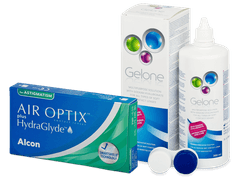 Air Optix plus HydraGlyde for Astigmatism (6 лещи) + разтвор Gelone 360 ml