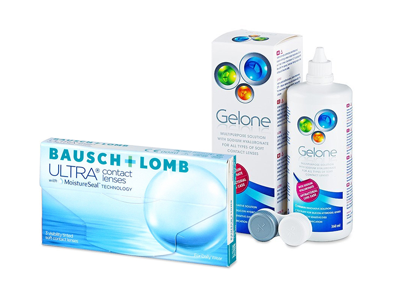 Bausch + Lomb ULTRA (3 лещи) + разтвор Gelone 360 ml