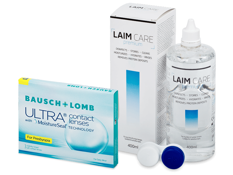 Bausch + Lomb ULTRA for Presbyopia (3 лещи) + разтвор Laim-Care 400 ml