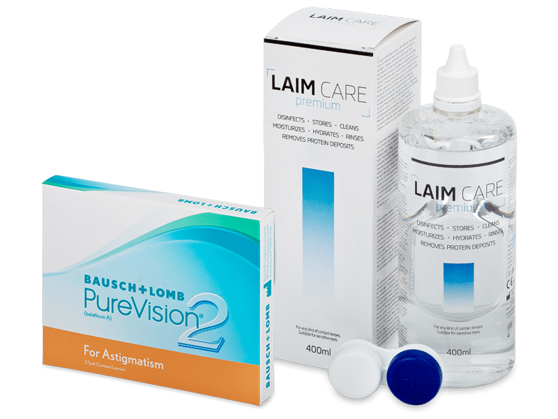 PureVision 2 for Astigmatism (3 лещи) + разтвор Laim-Care 400 ml