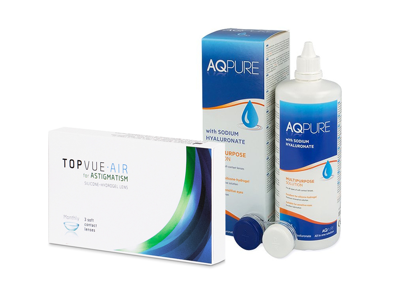TopVue Air for Astigmatism (3 лещи) + Разтвор AQ Pure 360 ml