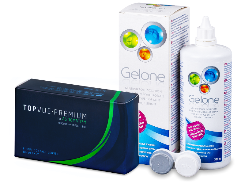 TopVue Premium for Astigmatism (6 лещи) + разтвор Gelone 360 мл