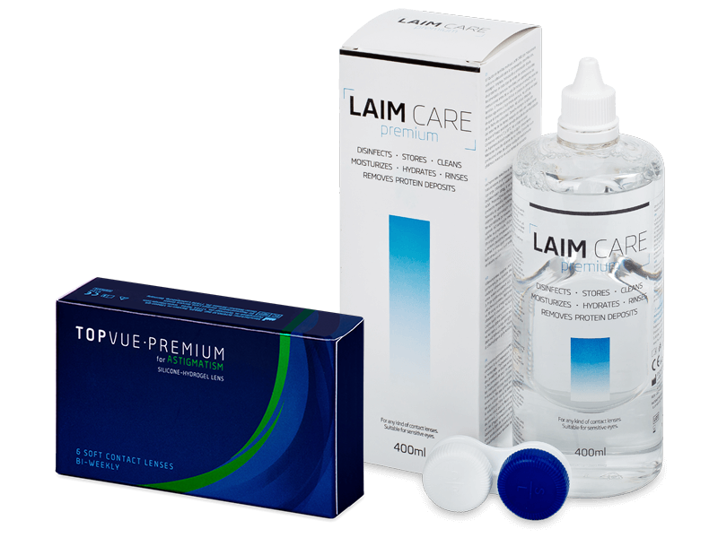 TopVue Premium for Astigmatism (6 лещи) + разтвор Laim-Care 400 мл