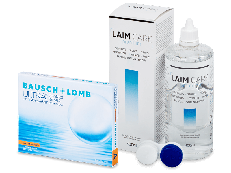 Bausch + Lomb ULTRA for Astigmatism (3 лещи) + разтвор Laim-Care 400 ml