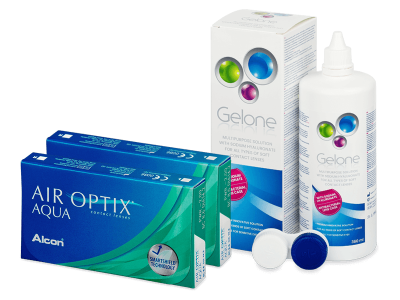 Air Optix Aqua (2x3 лещи) + разтвор Gelone 360 ml